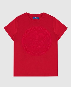 Stefano Ricci Детская красная футболка с вышивкой YNH9200050803