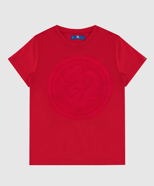 Stefano Ricci Детская красная футболка с вышивкой YNH9200050803