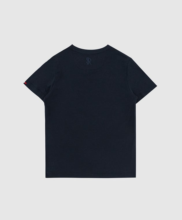 Stefano Ricci Детская темно-синяя футболка с принтом и вышивкой YNH8400040803 изображение 2