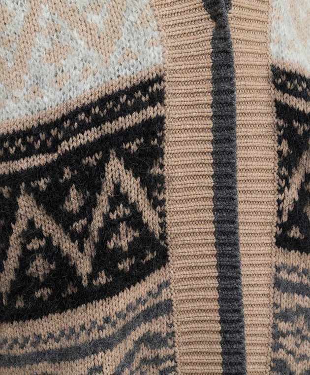 Brunello Cucinelli Кардиган из мохера и кашемира в контрастный узор MBB380506 изображение 5