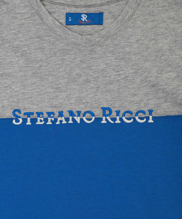 Stefano Ricci Детская серая футболка с вышивкой логотипа YNH9200190803 изображение 3