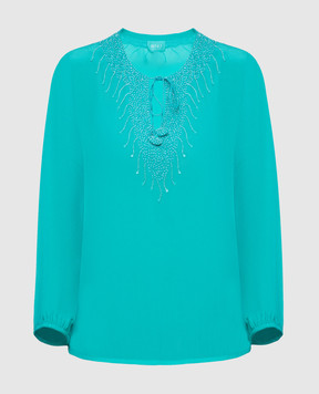 Taj by Sabrina Бірюзова блуза з шовку SUSH1087