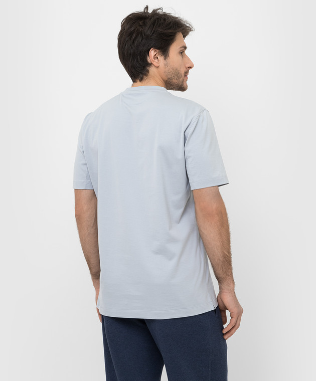 Brunello Cucinelli Голубая футболка с эмблемой M0T618440 изображение 4