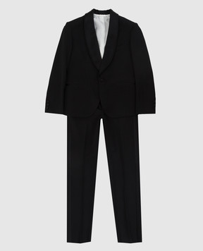 Stefano Ricci Детский черный костюм из шерсти Y2SF37S940W808