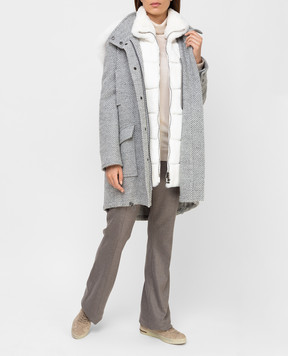 Giuliana Teso Сіра парка з вовни і альпаки з хутром лисиці 84QS590