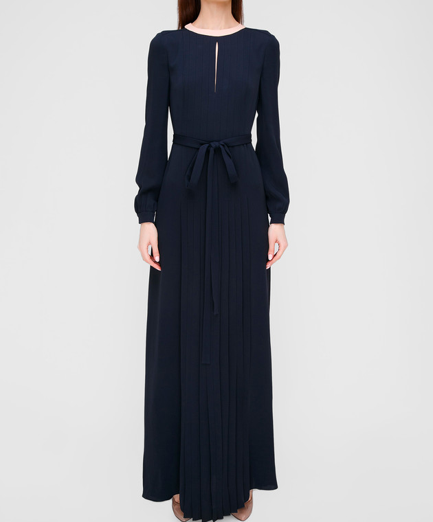 Valentino Темно-синее платье из шелка EB0VS6DA изображение 3