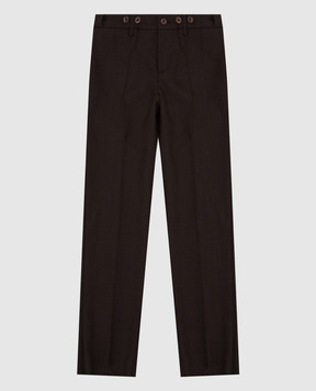 Stefano Ricci Детские темно-коричневые брюки из шерсти Y1T9000000HB0094