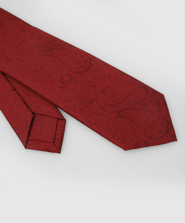Stefano Ricci Дитячий шовковий бордовий жакардовий краватка YCCX94102 зображення 3