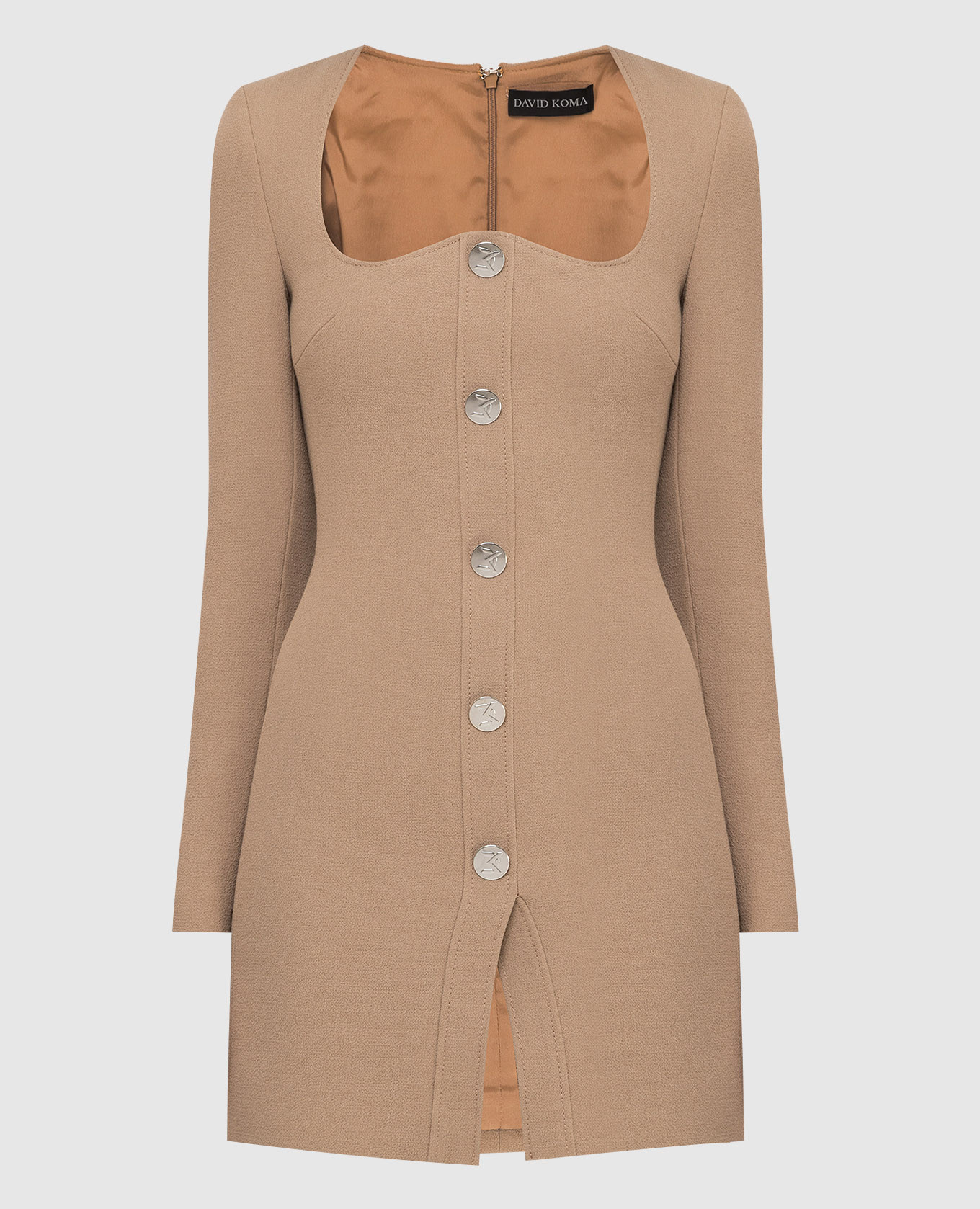 

Бежевое платье мини из шерсти, Бежевый, Повседневные платья