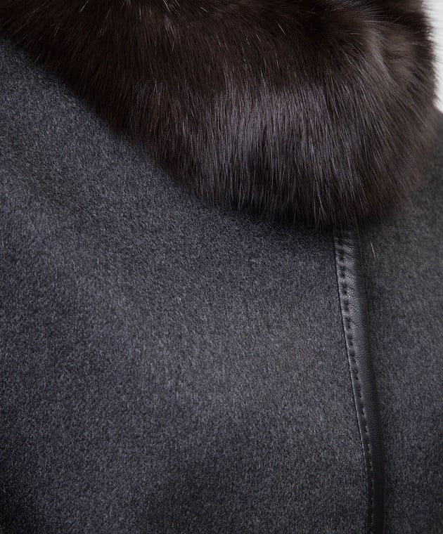 Real Furs House Темно-сіре пальто CSR7177 зображення 5
