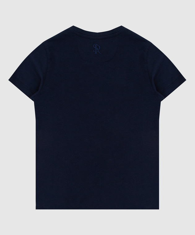 Stefano Ricci Детская темно-синяя футболка с вышивкой YNH8400140803 изображение 2
