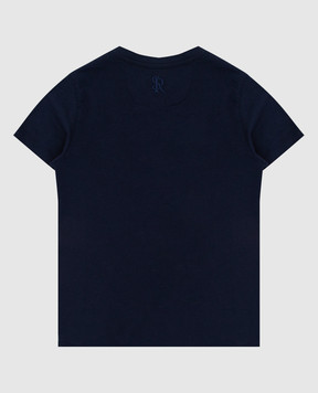 Stefano Ricci Детская синяя футболка с вышивкой YNH8400140803