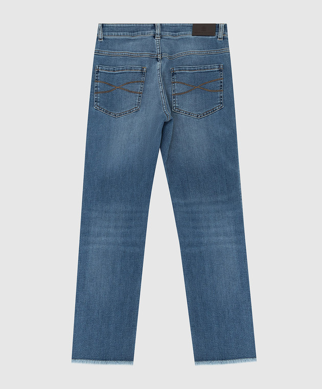Brunello Cucinelli Дитячі джинси з ефектом потертості і бахромою BA182P422A зображення 2