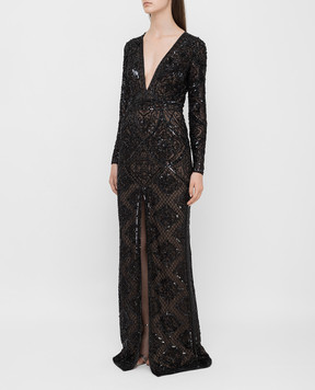 Zuhair Murad Чорна сукня з вишивкою та кристалами DRS20008EMAN001