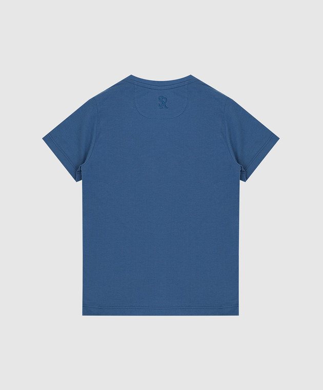 Stefano Ricci Детская синяя футболка с вышивкой YNH8200130803 изображение 2