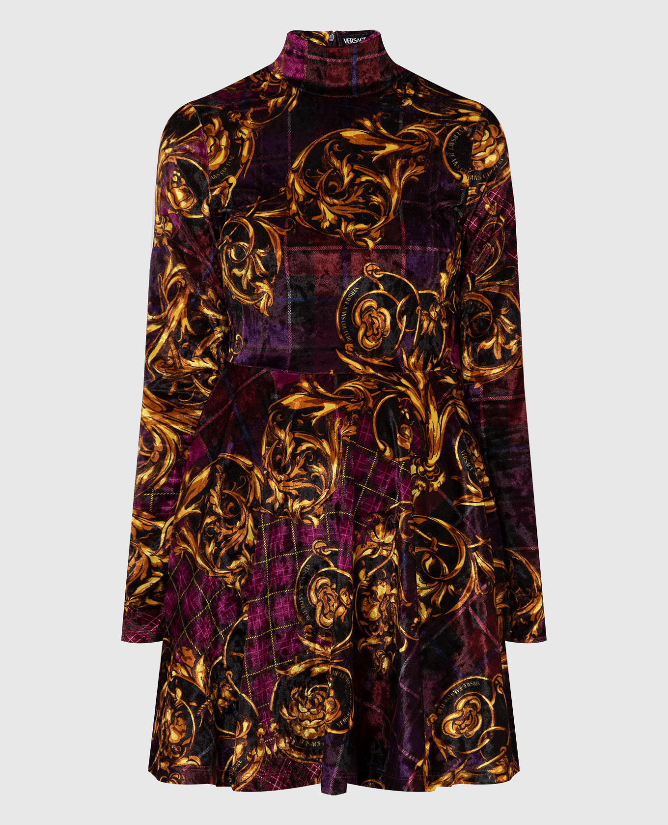 

Фиолетовое платье мини в принт Tartan Baroque, Фиолетовый, Повседневные платья