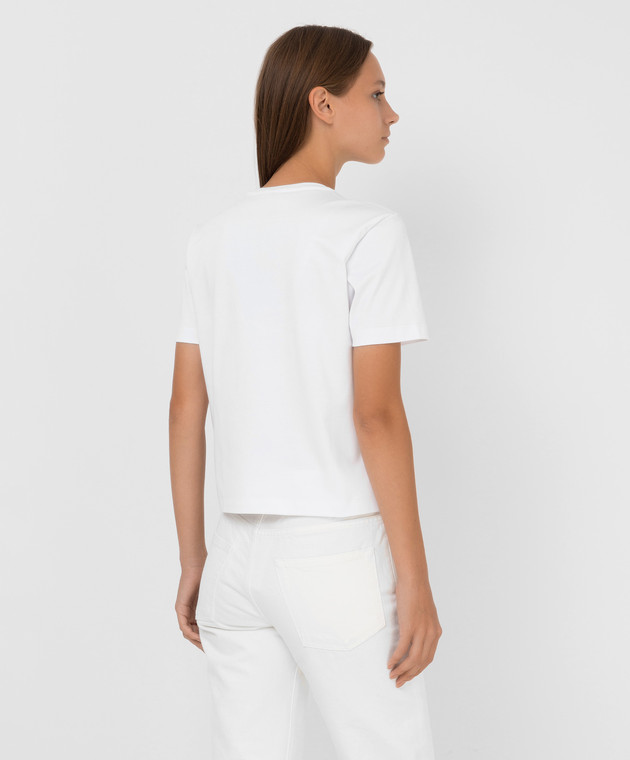 Fendi Белая футболка с фактурным логотипом FS7389AHLS изображение 4