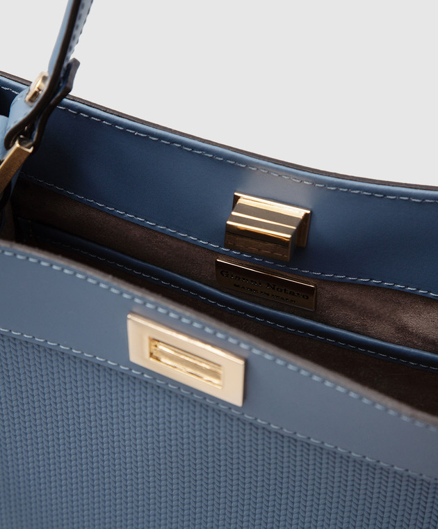 Gianni Notaro Светло-синяя кожаная сумка-мини Ruga 403 изображение 4