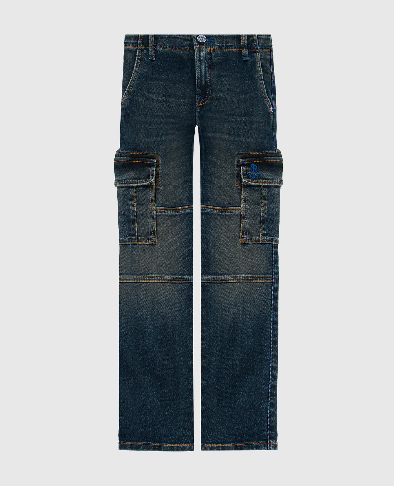 Washed-effect children's cargo jeans