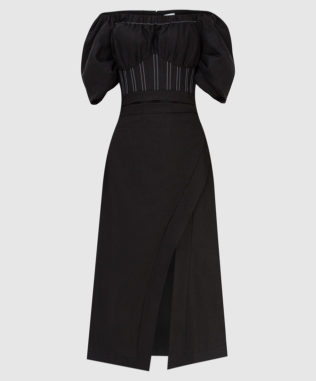 Rachel Gilbert Черное платье из льна 21RRG60749