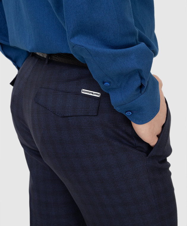 Stefano Ricci Темно-синие брюки из шерсти в узор M1T1400090T002HC изображение 5