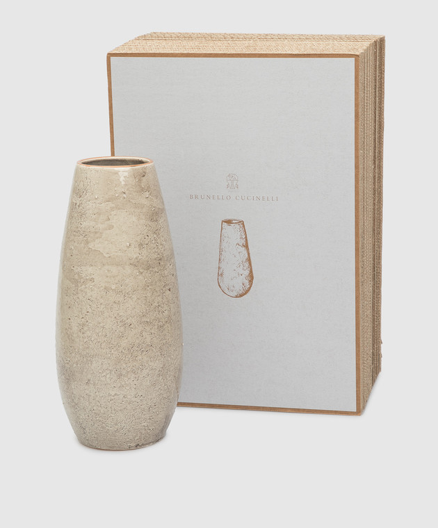Brunello Cucinelli Бежевая ваза из керамики MLVASCER2 изображение 3