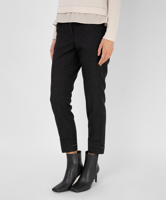 Peserico Темно-серые брюки из  шерсти с люрексом P0414603359 изображение 3