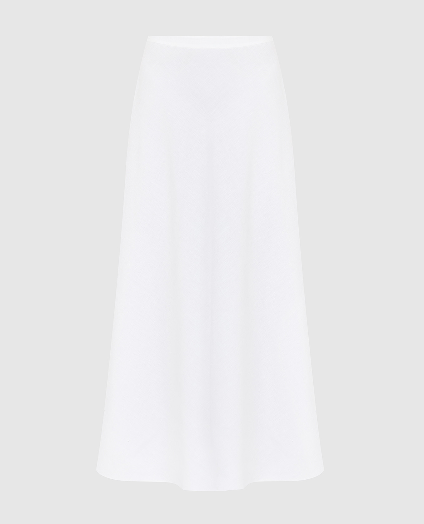 Белая льняная юбка миди