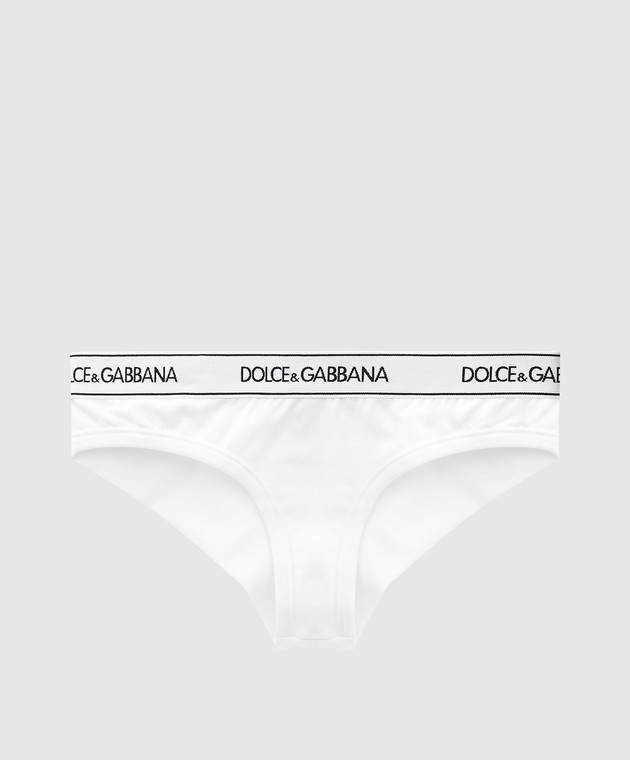 Dolce&Gabbana Білі трусики-бразіліана з візерунком логотипу O2C09TFUEEY