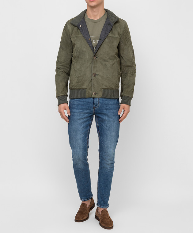 Enrico Mandelli Зеленая замшевая куртка A8T1105214 изображение 2