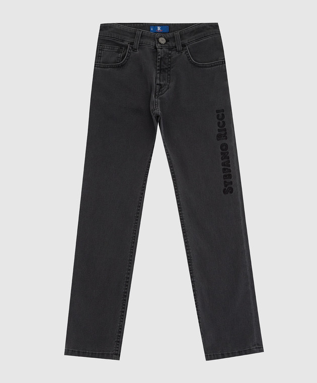 Stefano Ricci Детские серые джинсы с вышивкой логотипа YST04002001875