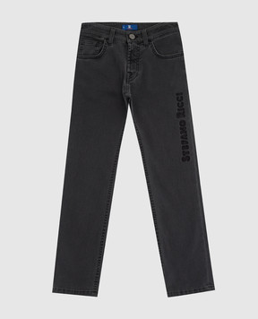 Stefano Ricci Детские серые джинсы с вышивкой логотипа YST04002001875