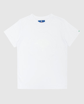 Stefano Ricci Детская белая футболка с вышивкой YNH7200480803