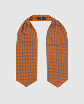 Stefano Ricci Детский оранжевый шелковый галстук аскот в узор YASNG300