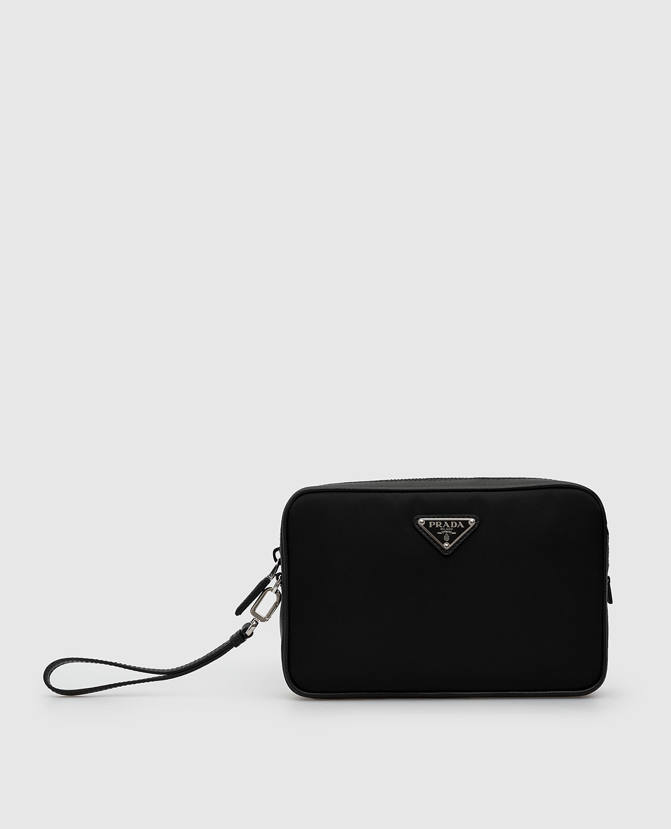 

Черная кожаная барсетка Prada, Черный, Сумки