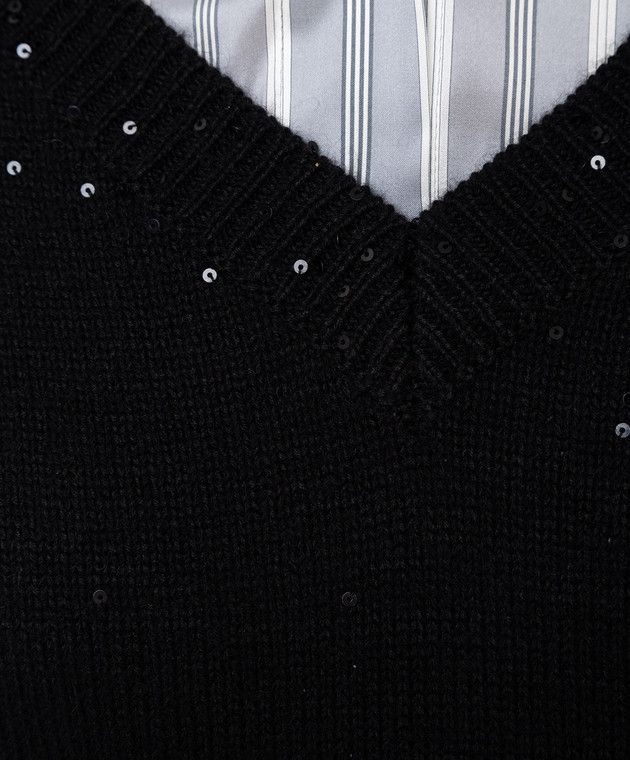 Brunello Cucinelli Пуловер из кашемира и шелка в пайетках M73539902 изображение 5