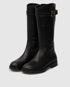 Balmain Дитячі чорні шкіряні чоботи 6P0106Y0023