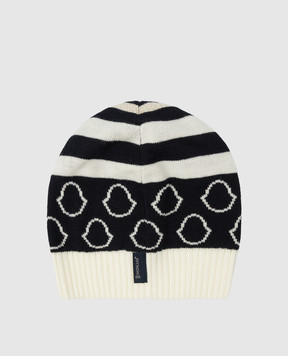 Moncler ENFANT Дитяча шапка з  вовни в візерунок емблеми 9Z72910A9634