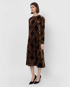 Saint Laurent Темно-коричневое велюровое платье в узор 670903Y3D23