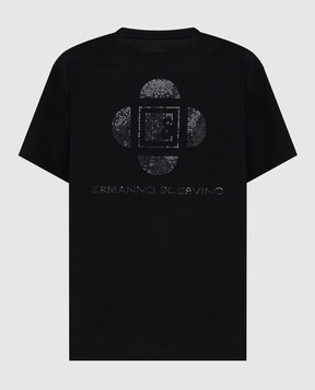 Ermanno Scervino Чорна футболка з кристалами D385L308CTUER