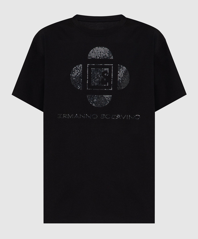 Ermanno Scervino Черная футболка с кристаллами D385L308CTUER