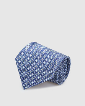 Stefano Ricci Синий шелковый галстук в узор паттерн CH41028