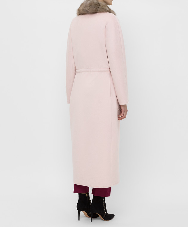 Real Furs House Светло-розовое пальто из кашемира с мехом соболя GT01lPINK изображение 4