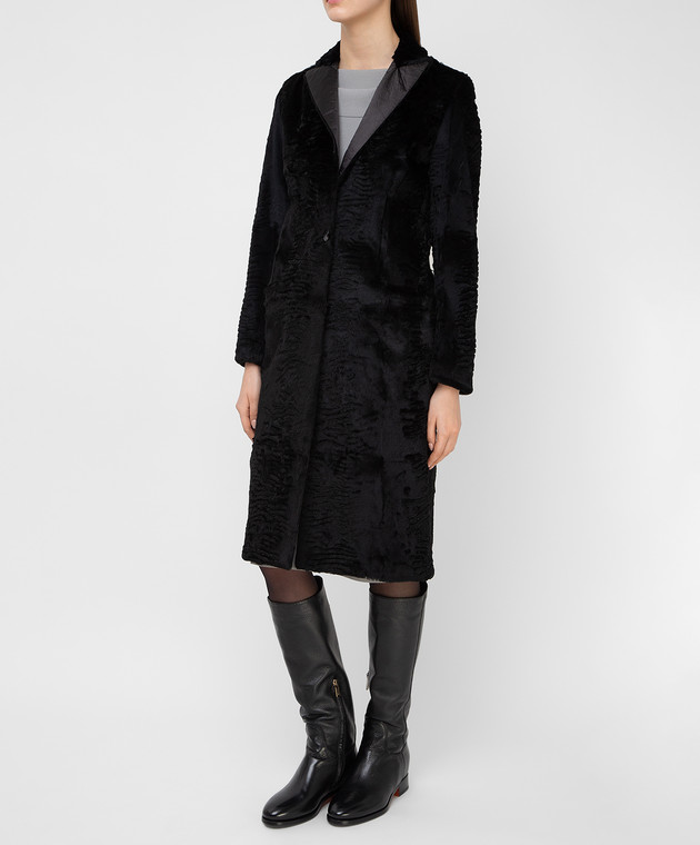 Simonetta Ravizza Чорне пальто з кролика GCAPG зображення 3