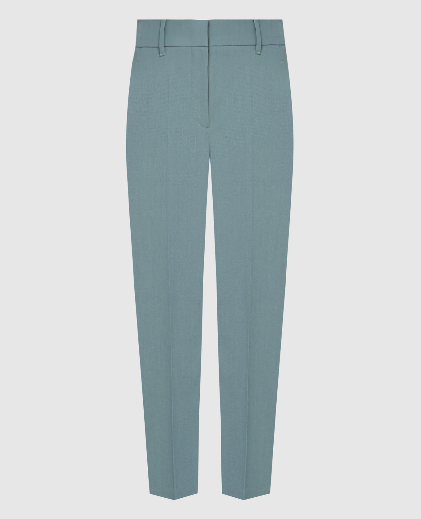 Turquoise Wool Cropped Pants
