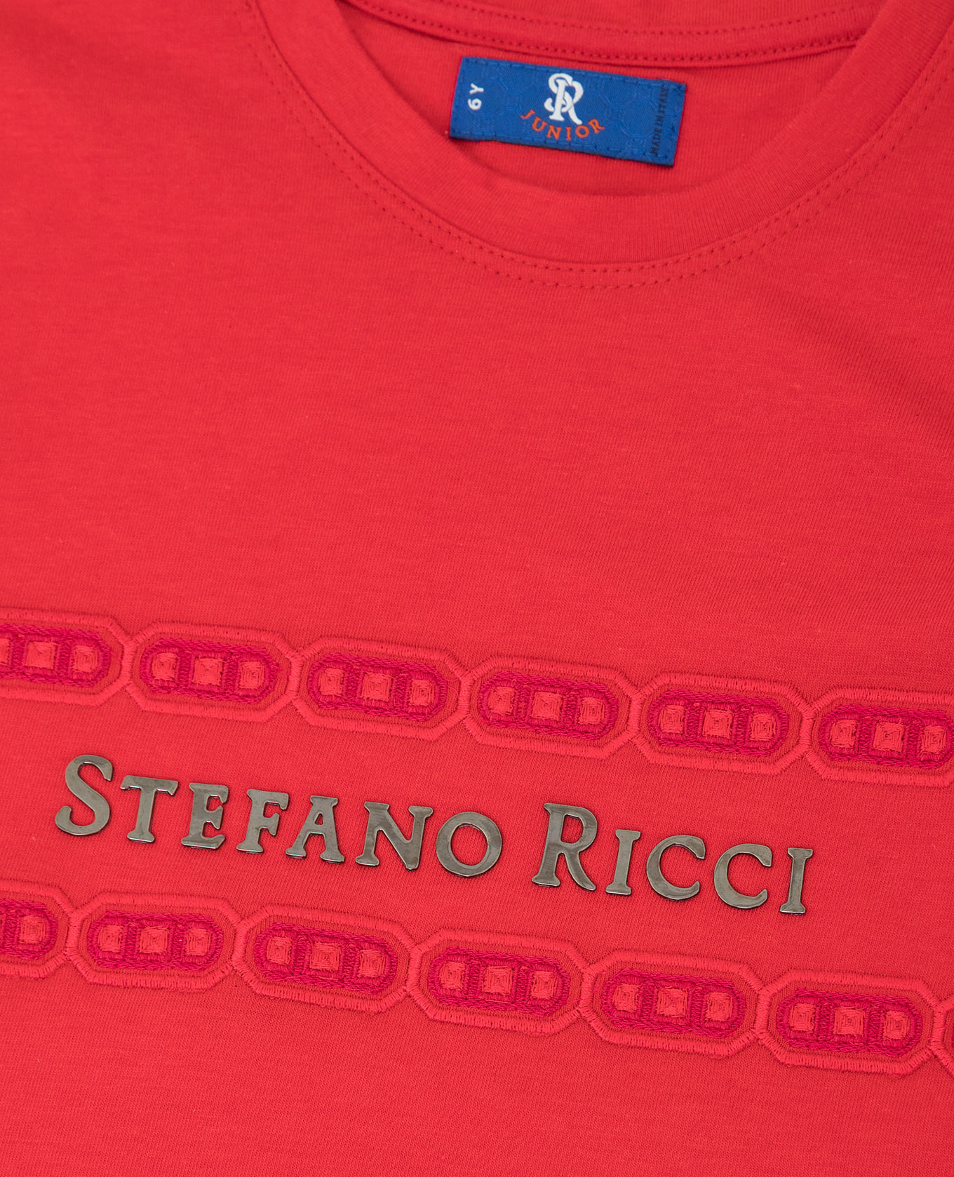 Stefano Ricci Детская красная футболка с логотипом и вышивкой YNH1100370803 изображение 3