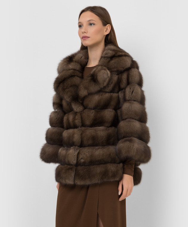 Rindi Коричневая шуба из меха соболя 506ZB018TORTORA изображение 3