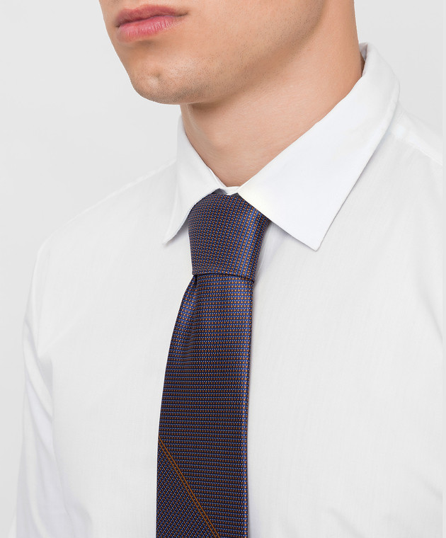 Stefano Ricci Темно-бежевий краватку в геометричний візерунок CXDD41073 зображення 2