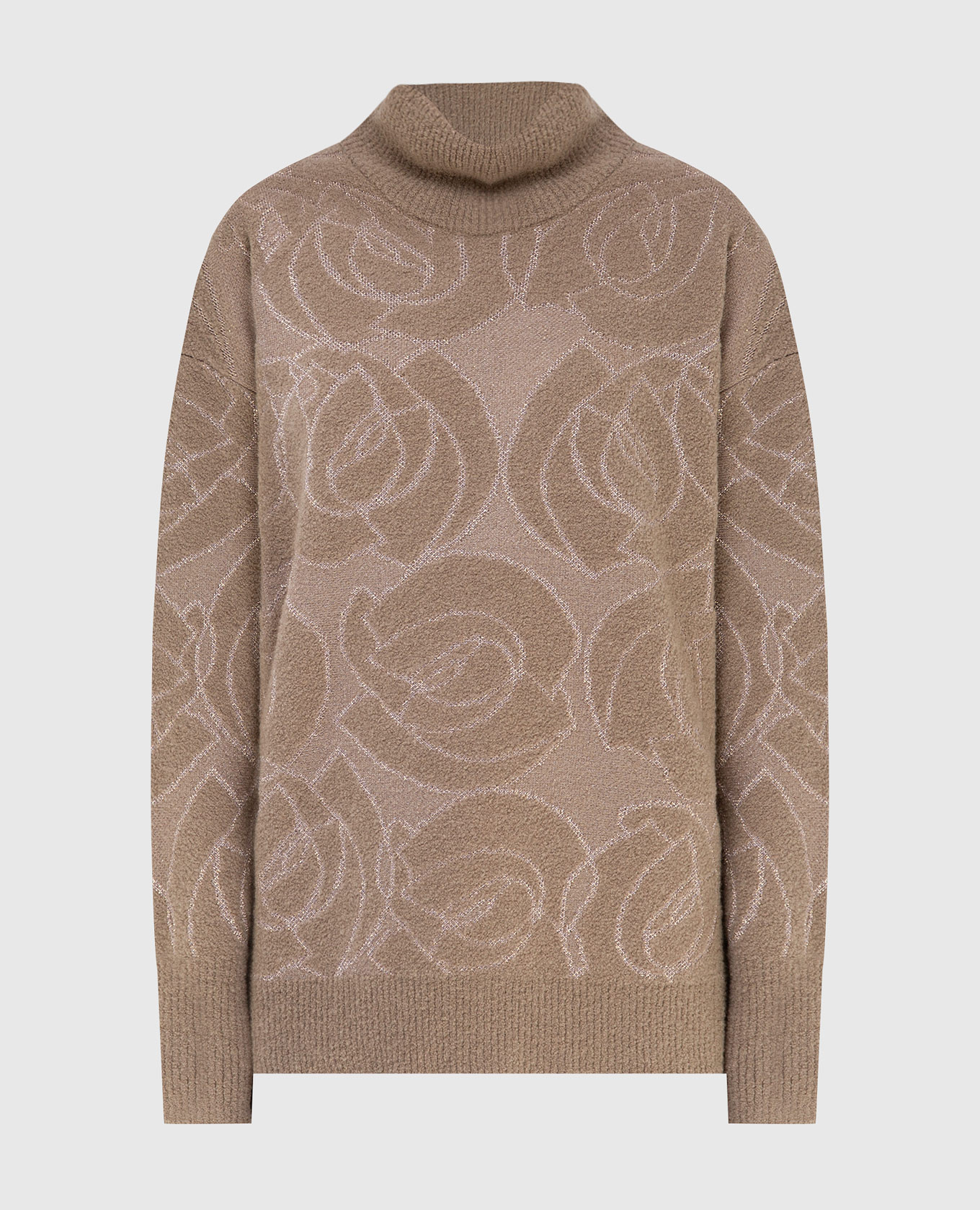 

Темно-бежевый свитер в узор с люрексом, Свитера