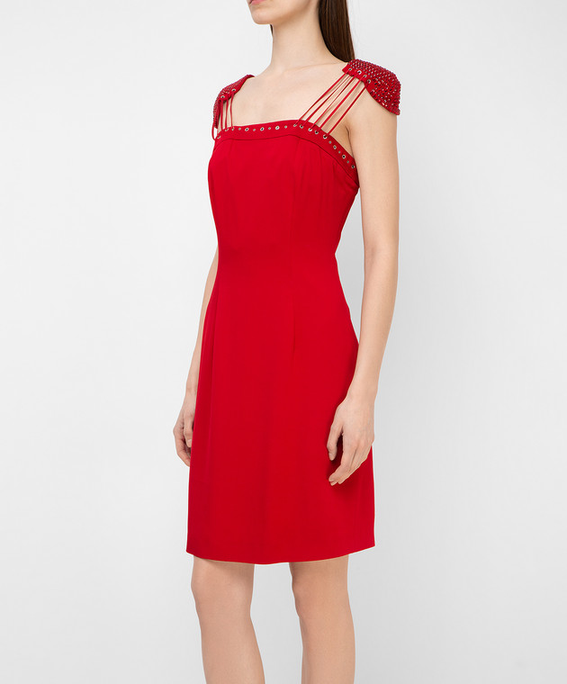 Philipp Plein Красное платье с кристаллами CWRG0060 изображение 3